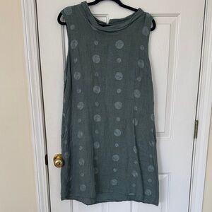 Polka Dot Mini Dress - Sage Green, Linen